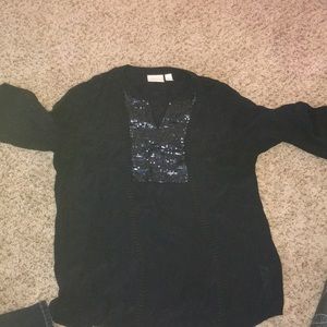 Navy blue Chico’s long sleeve blouse. Tunic style.